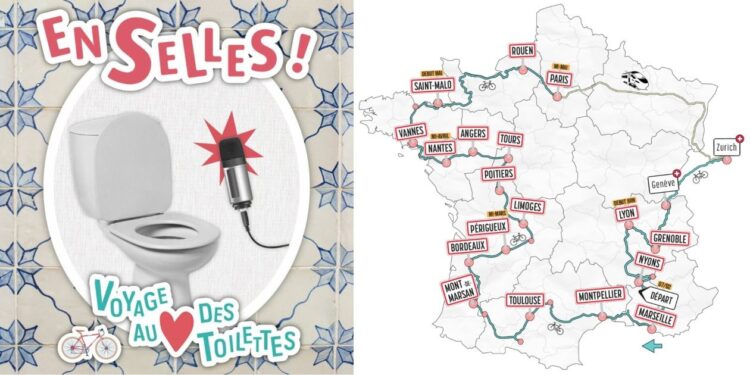 logo En selles ! et carte de France de leur tournée