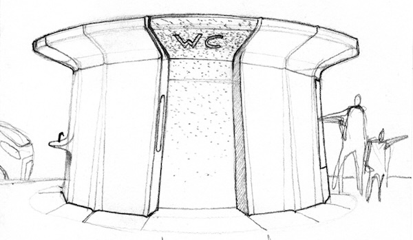 Croquis des sanisettes 2024 de patrick Jouin, pour JCDecaux.