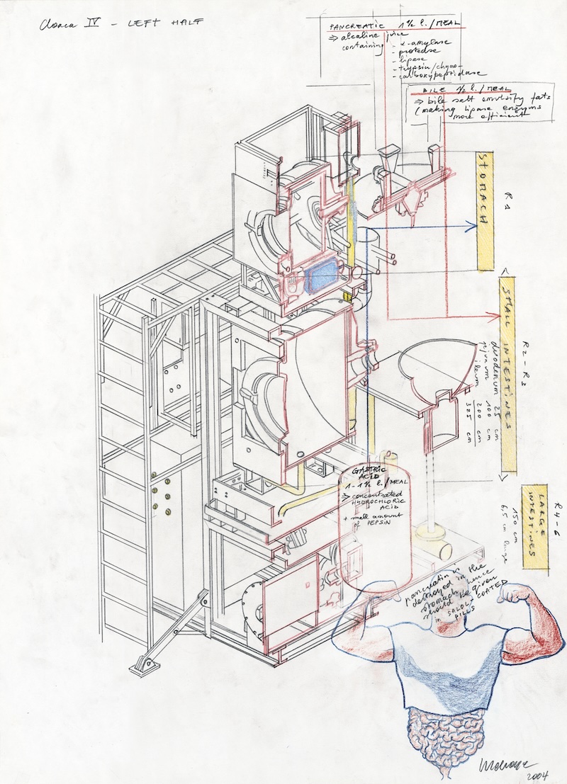 Dessin technique de la machine Cloaca