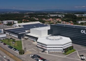 Vue d'avion de l'usine Oli à Aveiro, Portugal