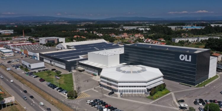 Vue d'avion de l'usine Oli à Aveiro, Portugal